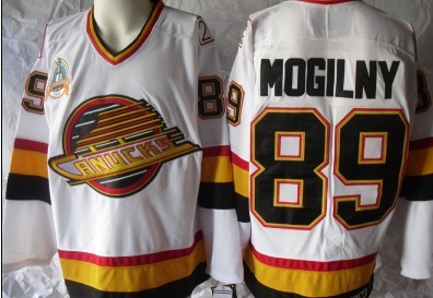 Men's Vancouver Canucks #89 Alexander MogilnyWhite Throwback CCM Jersey